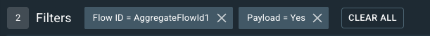 The Flow Traces table has filters for the flow ID and 'Payload' = 'Yes' option.