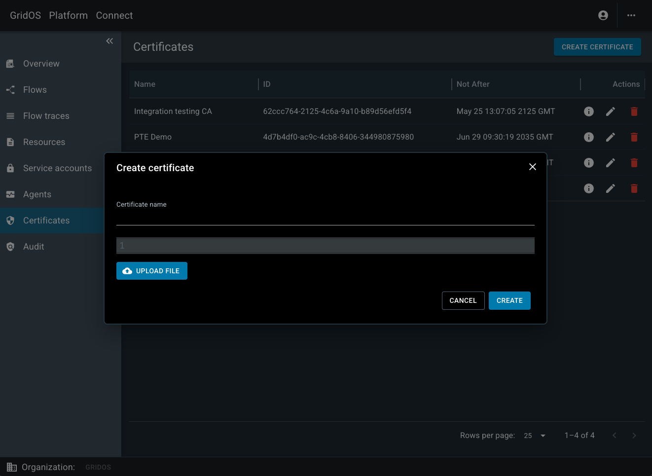 Upload client CA certificate to the console