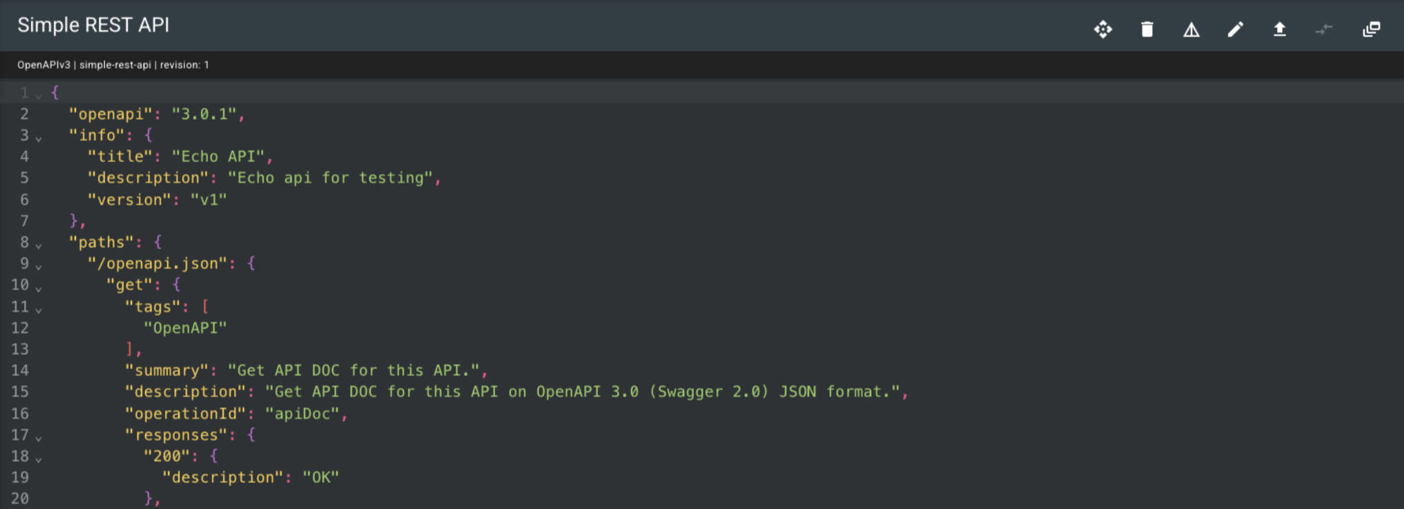 The selected resource displays its JSON contents with options to edit or delete it in the top-right corner.